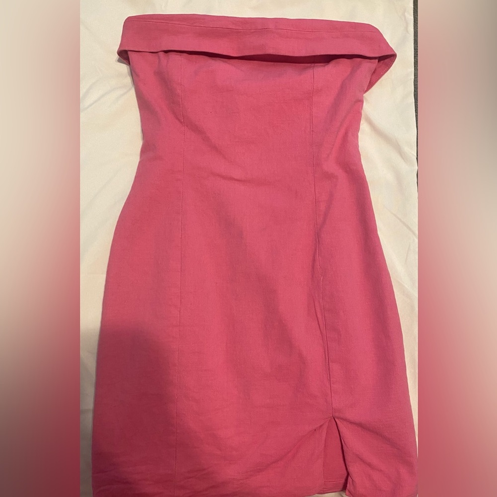 American Threads Small Strapless Pink Dress w Slit Worn Once